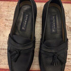 Sperry Top-Sider Black Leather Tassel Loafers Size 8M ✨ Like New!